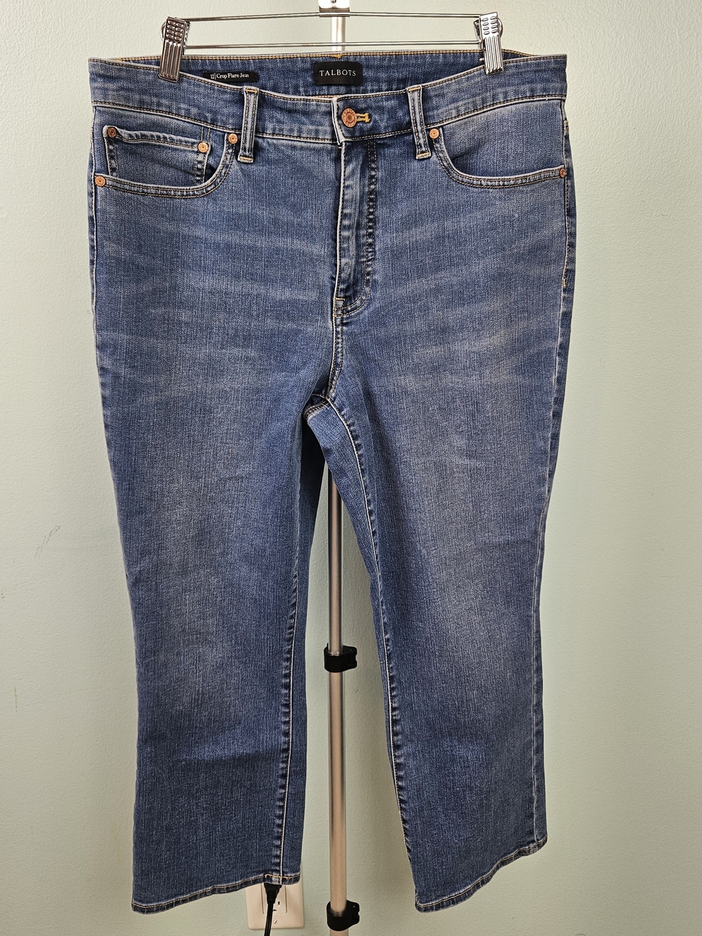 Talbots Cropped Flare Straight-Leg Jeans in Mid Blue